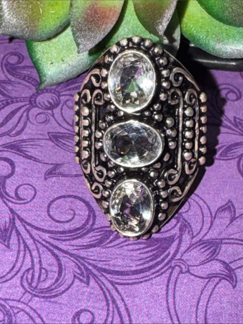 Silver White Topaz Ring